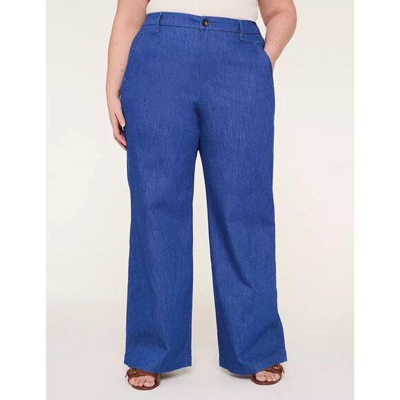 Lane Bryant High Rise Wide Leg Trouser Medium Denim Office NEW Womens Plus 20 - Picture 1 of 10